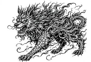 FU dog with wind element tattoo idea