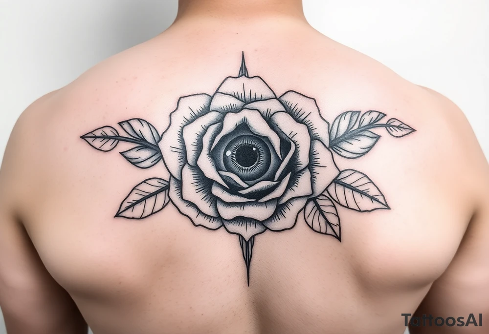 Eye of Providence inside a rose tattoo tattoo idea