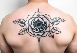 Eye of Providence inside a rose tattoo tattoo idea