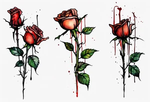 bleeding rose, tall, simple, one line, watercolor, replace the stem with the word Jesus tattoo idea