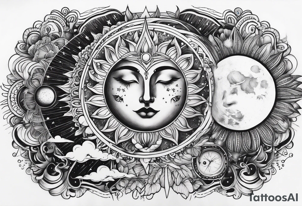 Sun and moon tattoo idea