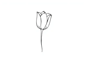 Tulip, tulip line style tattoo, hidden S letter in Tattoo tattoo idea