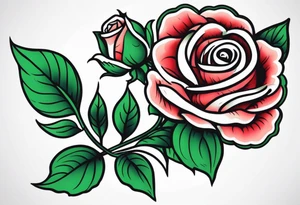 traditional rose green tattoo idea