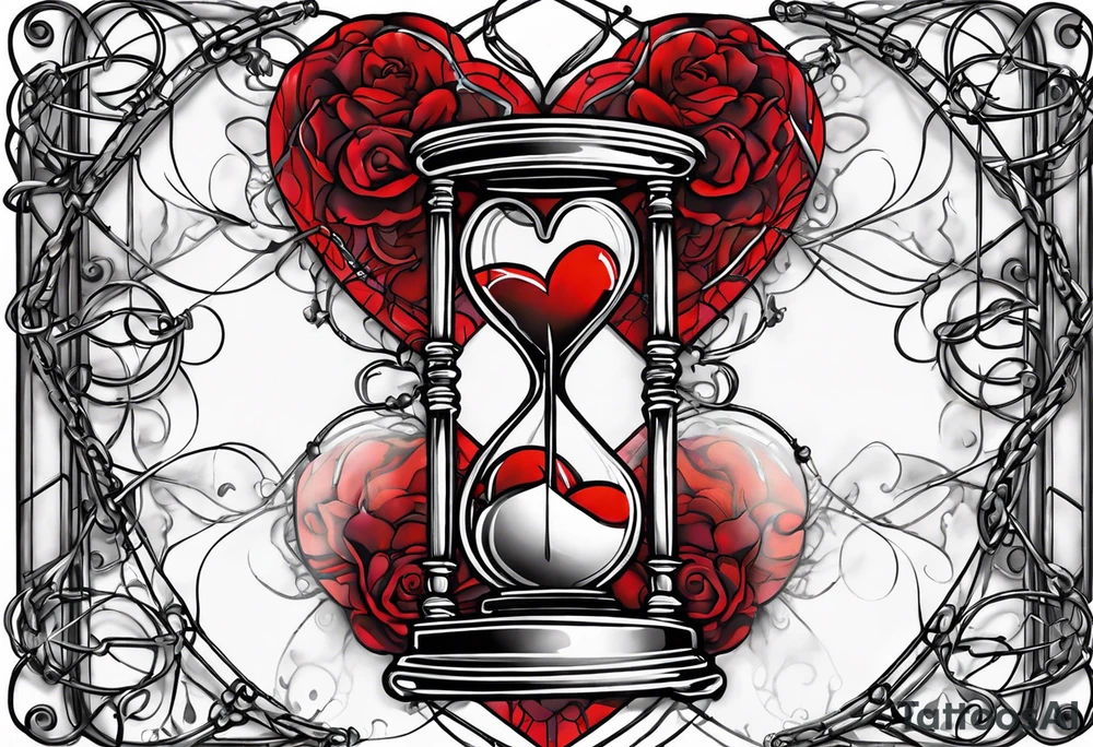 Marti Michael heart barbwire hourglass tattoo idea