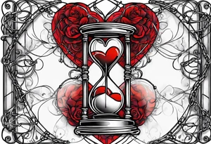 Marti Michael heart barbwire hourglass tattoo idea