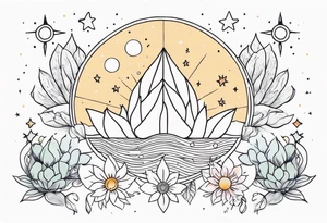 fine line with sun, stars, floral, dots, succulent
. Sternum tattoo tattoo idea