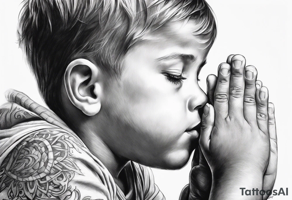 little boy praying tattoo idea