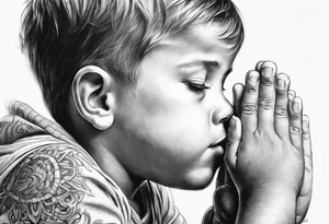 little boy praying tattoo idea