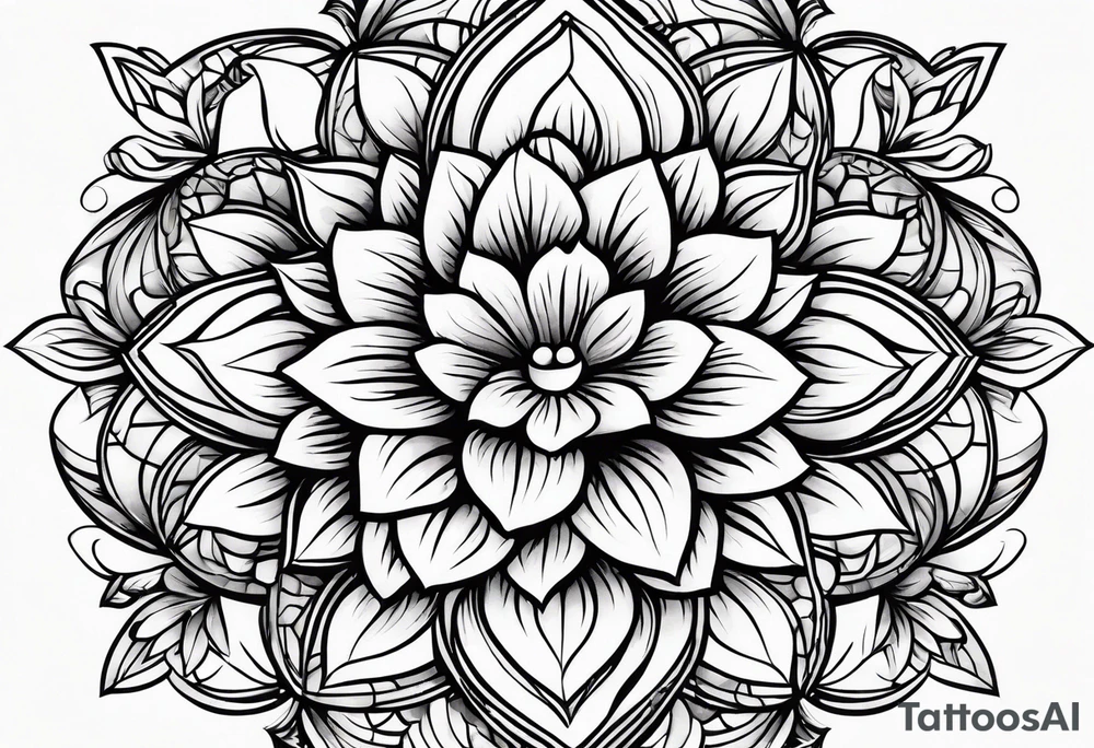 Geometric flower design incorporating driving tattoo idea
