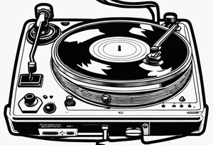 Recordplayer finline art minimalistic oneline throwup tattoo idea