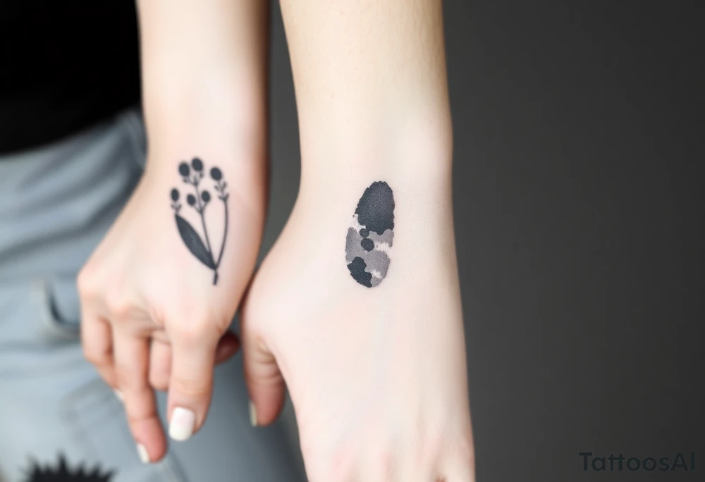 A set of black and white fingerprints tattoo idea