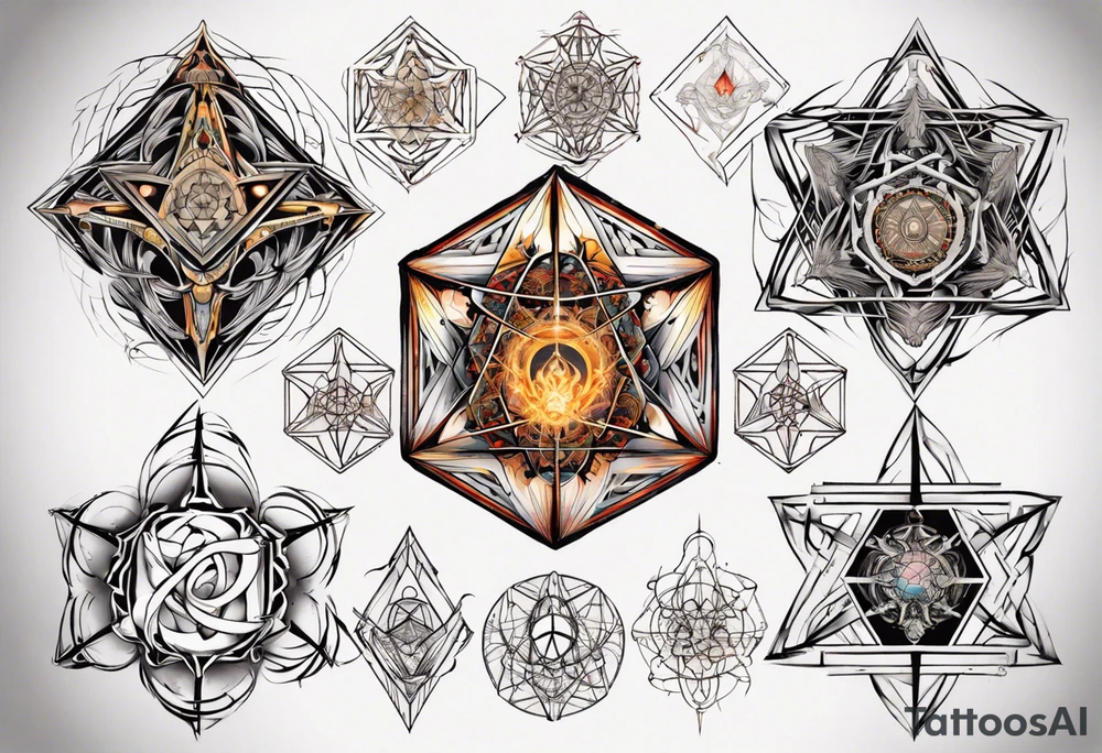 sacred geometry Metatron's cube with phoenix tattoo idea