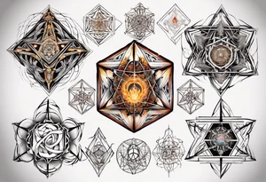 sacred geometry Metatron's cube with phoenix tattoo idea