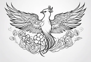 simple outline pheonix with a tail of shamrocks tattoo idea