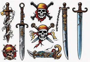 A pirate sword in American traditional style for a forearm tattoo idea