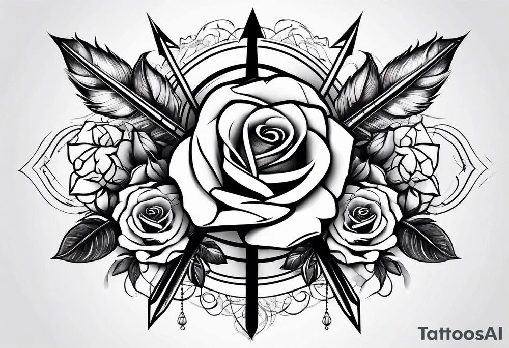 five Indian arrows going through a single rose on a forearm tattoo idea five Indian arrows going through a single rose on a forearm tattoo idea