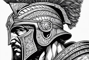 greek god ares wearing helmet tattoo idea