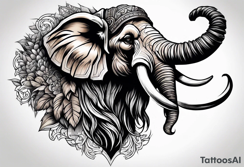 berserking strong mammoth head centerpiece tattoo idea