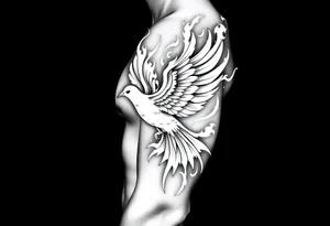 White dove of fire with the names of God and the Characteristics of the Holy Spirit tattoo idea