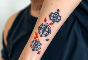 Good karma symbols inside honey combs repeated tattoo idea