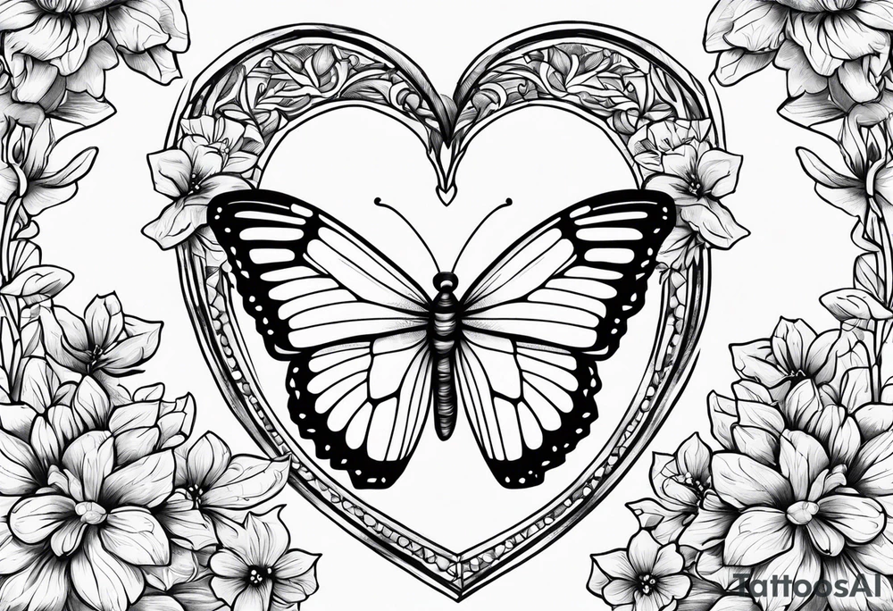Gerbara butterfly paws forget me not heart tattoo idea