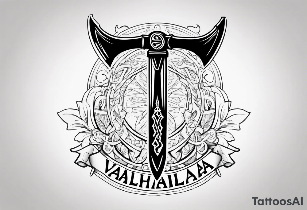 Valhalla sword axe tattoo idea