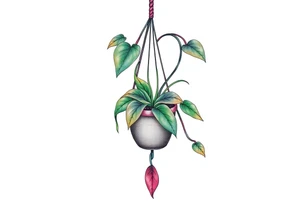 hanging plant in pot tattoo idea