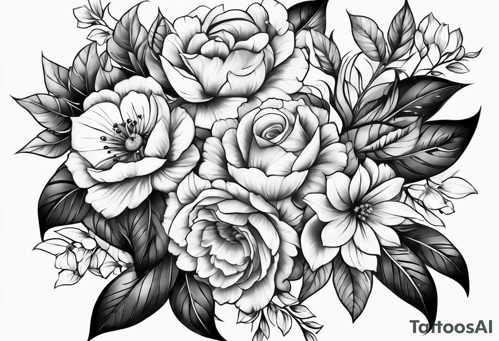 floral leg sleeve tattoo idea