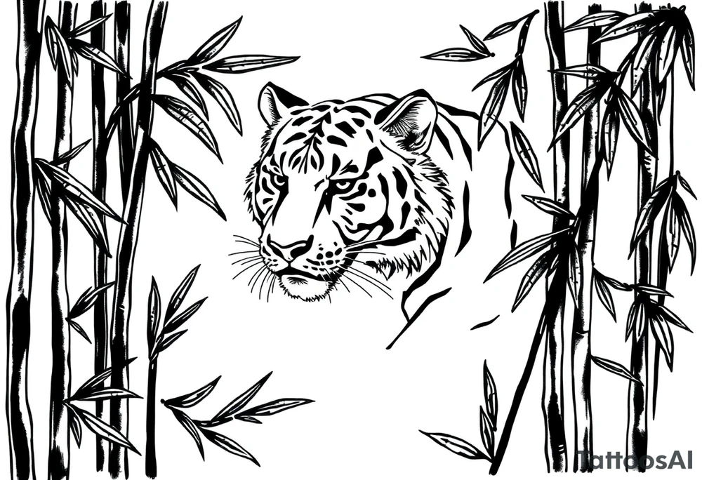 a cleverly hidden tiger, hard to see
in the bamboo forest tattoo idea