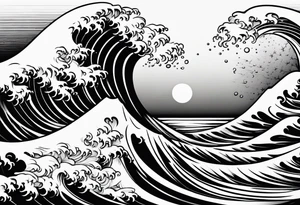 waves in a minimalist form tattoo idea