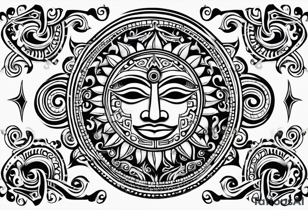 Puerto Rican taino tribal sun tattoo idea