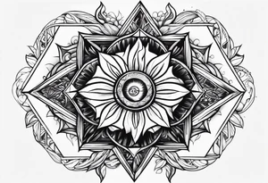 Sun drawing inside of a diamond shape tattoo idea