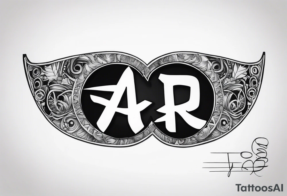 A naruto headband with the letters AR in the middle tattoo idea