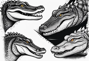 Arm sleeve with alligators and lightning tattoo idea