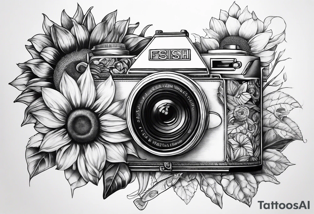 sunflower, camera, fish , éclair tattoo idea