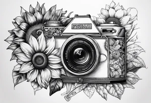 sunflower, camera, fish , éclair tattoo idea