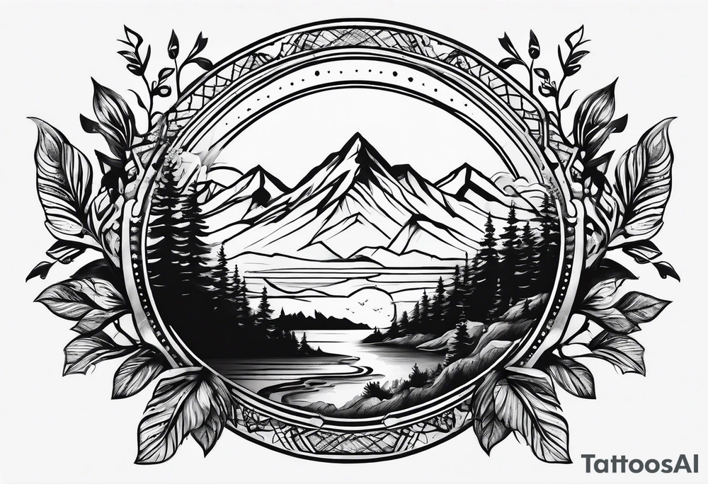 Mountain sun tattoo idea