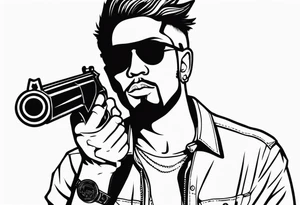 capricorn man with sunglasses and gun tattoo idea