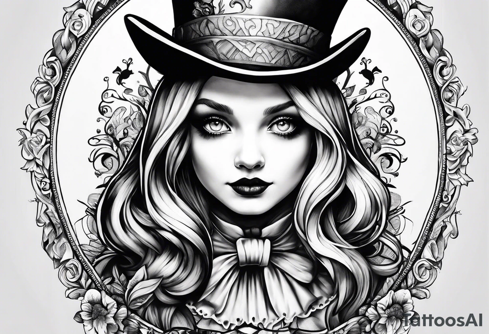 Alice in wonderland, Alice solo facing the viewer tattoo idea