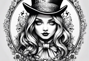 Alice in wonderland, Alice solo facing the viewer tattoo idea
