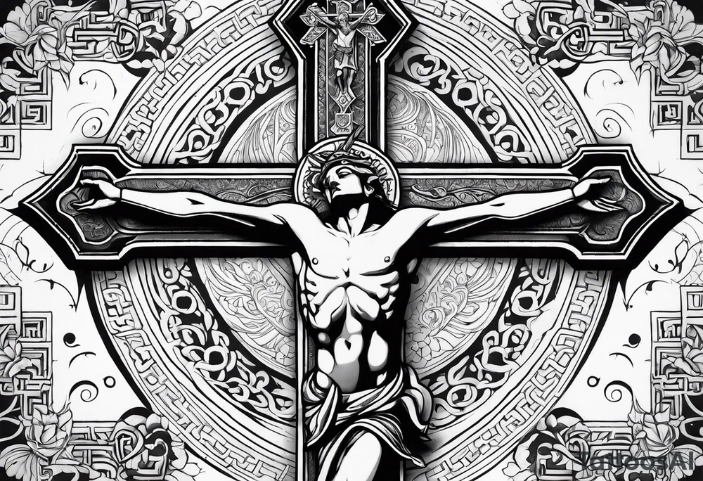 Swim bike run crucifix tattoo idea