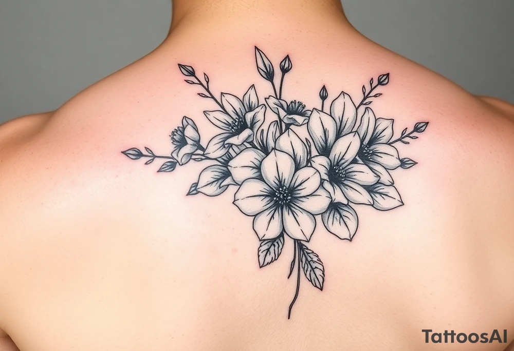 bouquet of posionous flowers tattoo idea