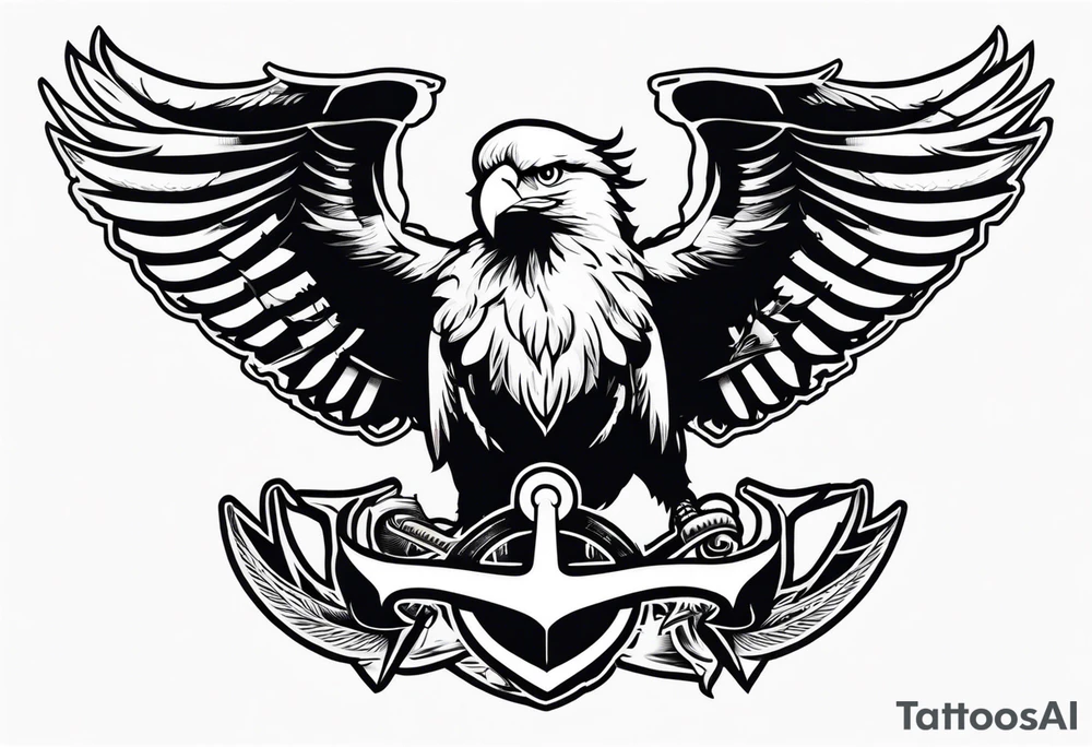 American eagle flying holding anchor in talons tattoo idea