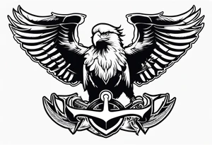 American eagle flying holding anchor in talons tattoo idea