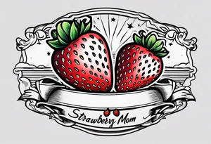 American traditional simple single  Strawberry Mom Banner tattoo idea