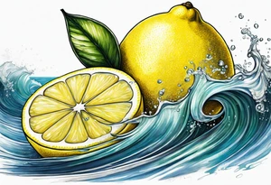 A lemon floats on the ocean tattoo idea