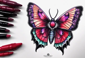 Black, red, and purple lunar moth tattoo idea