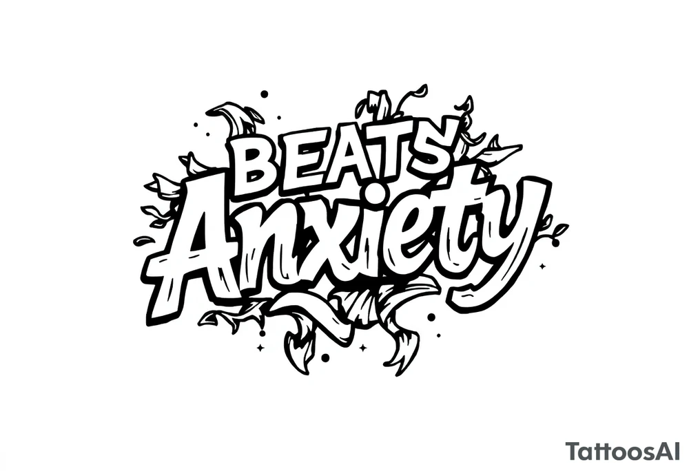 action beats anxiety words tattoo idea
