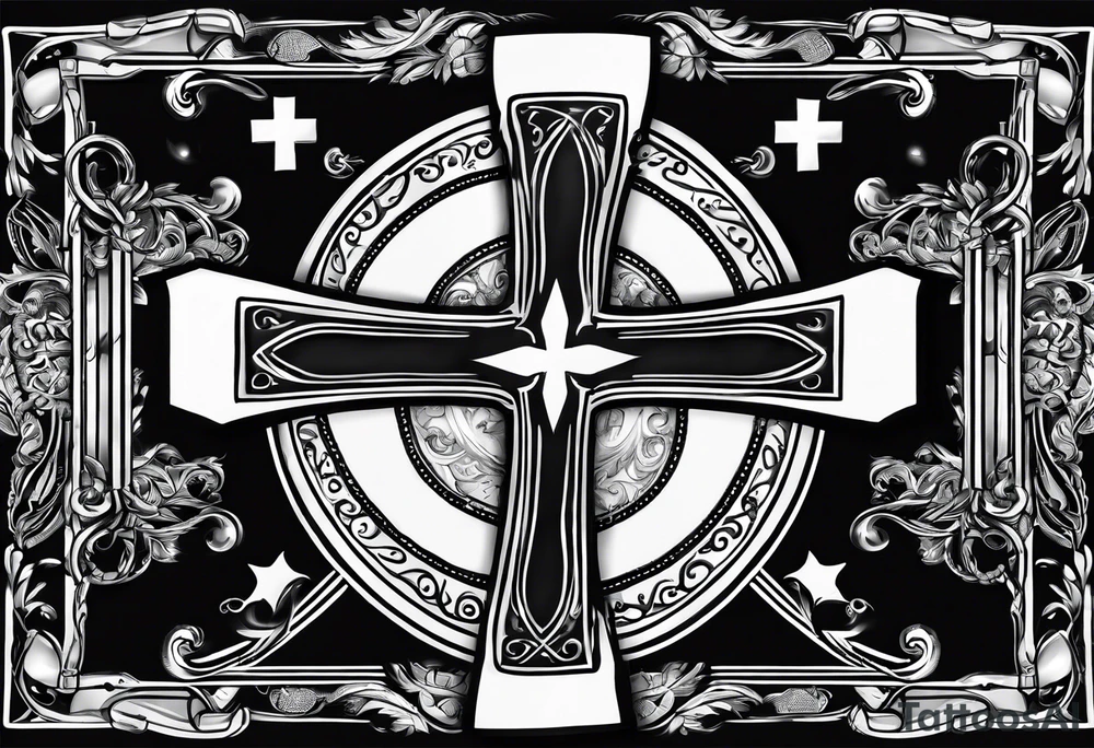 christian 
cross; campfire, golf, campfire, whiskey glass tattoo idea