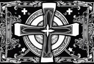 christian 
cross; campfire, golf, campfire, whiskey glass tattoo idea